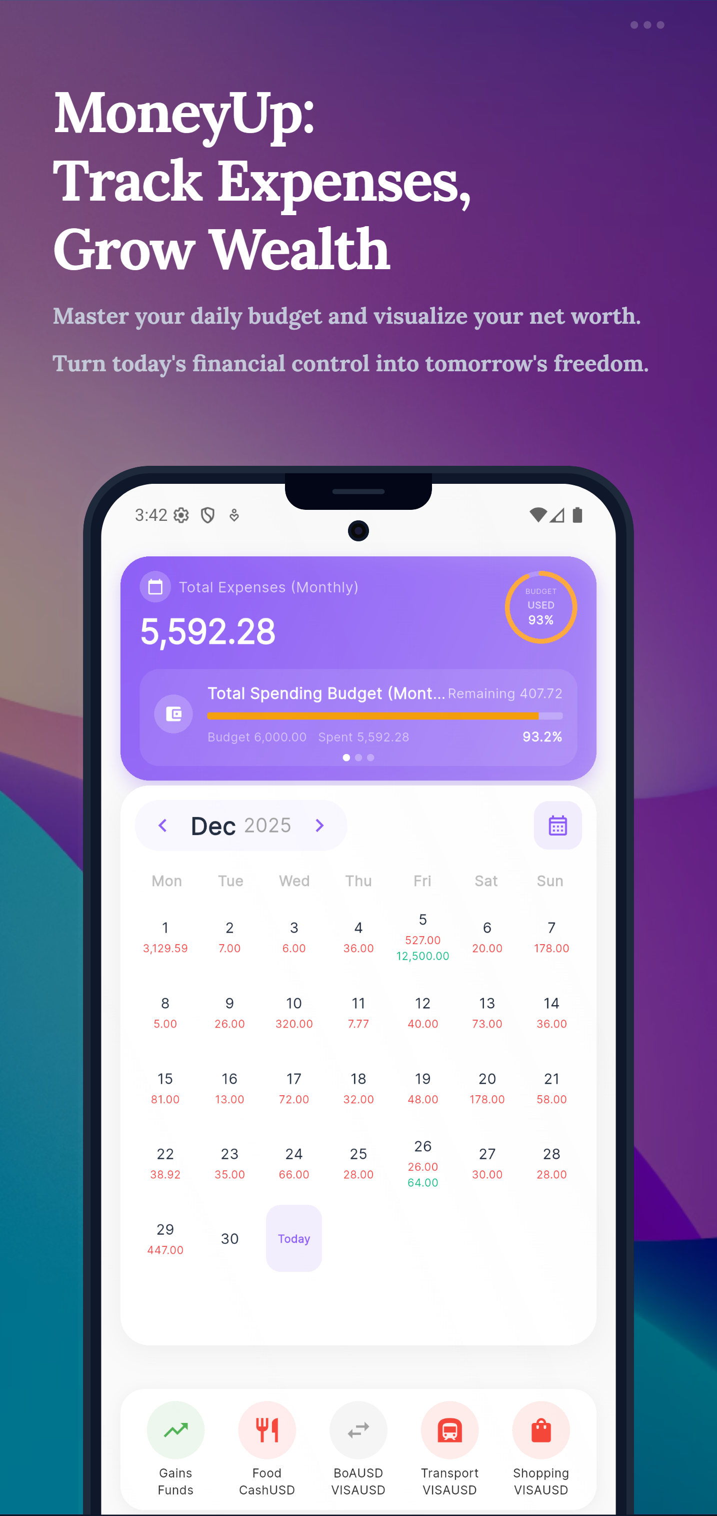 MoneyUp Main Interface